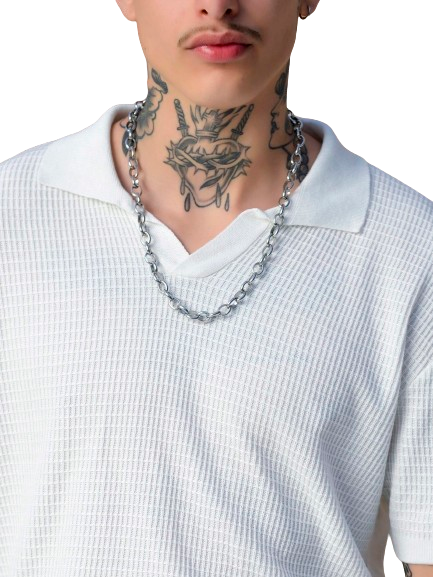 Camisa Polo Tricot Casual Over Branco
