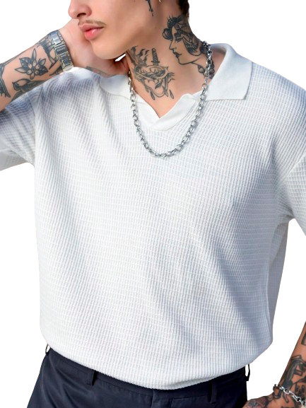 Camisa Polo Tricot Casual Over Branco