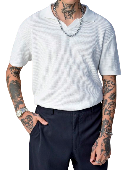 Camisa Polo Tricot Casual Over Branco