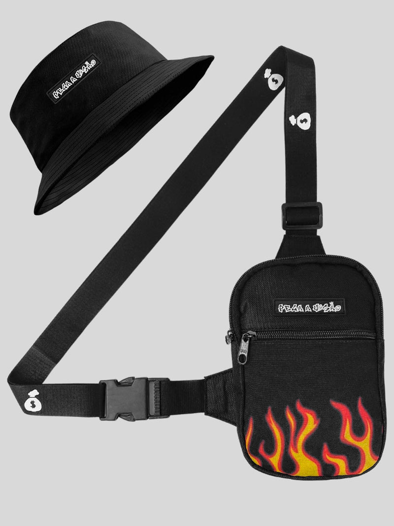 KIT Shoulder Bag Pega A Visão Fire  + Bucket Pega A Visão Preto