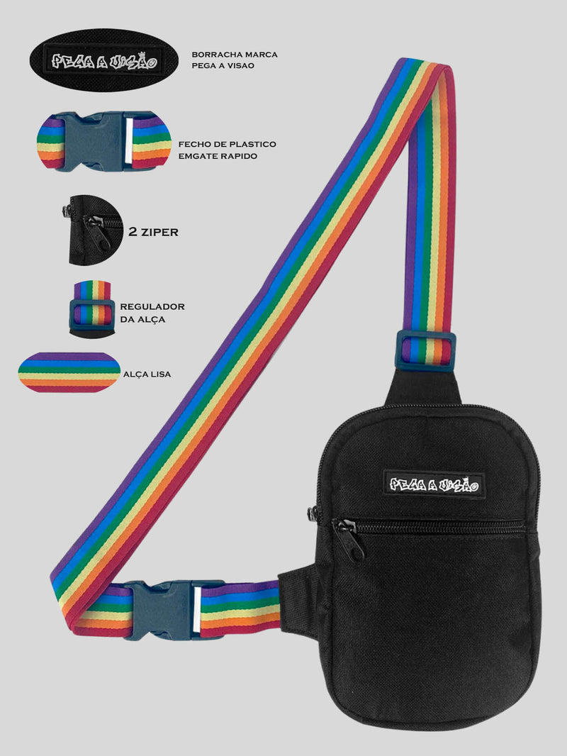 Shoulder Bag Pega A Visão Preta Alça LGBT