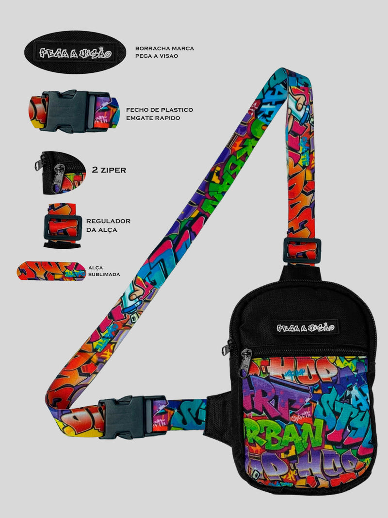 KIT Shoulder Bag Pega A Visão Art Urban + Bucket Pega A Visão Preto