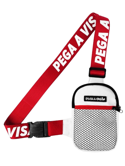 Shoulder Bag Pega A Visão Branca Alça Vermelha