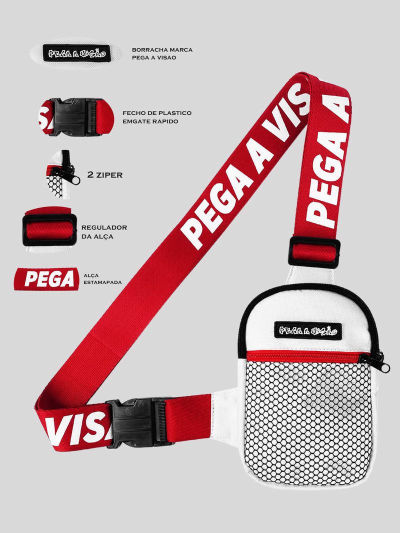Shoulder Bag Pega A Visão Branca Alça Vermelha