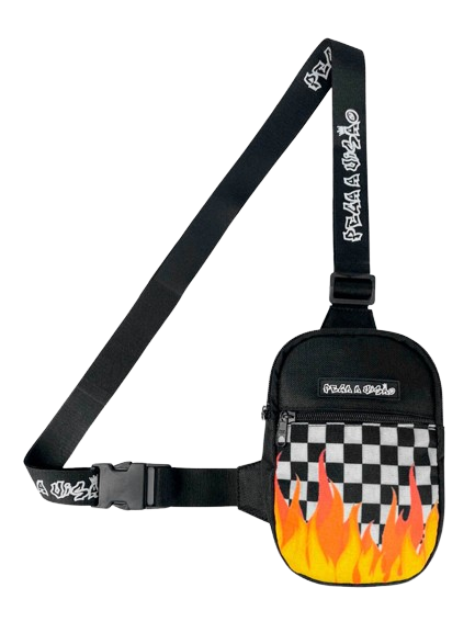 Shoulder Bag Pega A Visão Fogo Xadrez Alça Preta