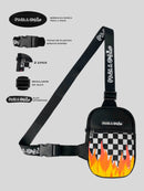Shoulder Bag Pega A Visão Fogo Xadrez Alça Preta