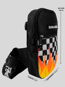Shoulder Bag Pega A Visão Fogo Xadrez Alça Preta