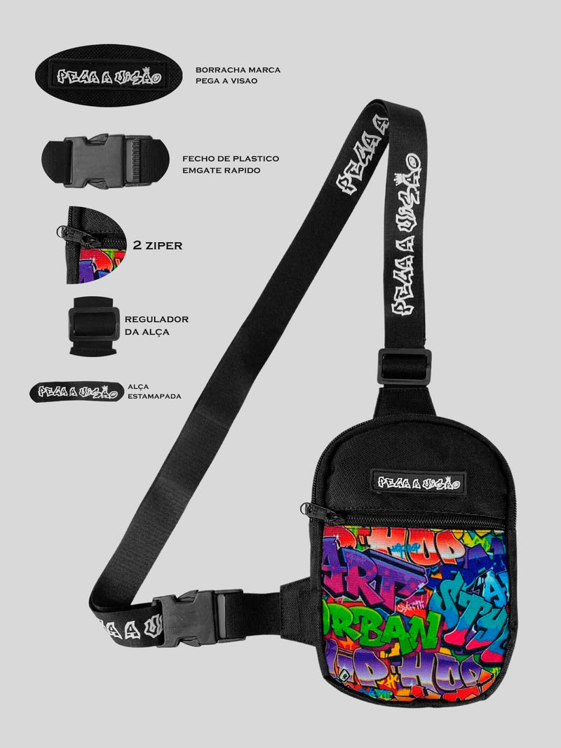 KIT Shoulder Bag Pega A Visão Art Urban  + Bucket Pega A Visão Preto
