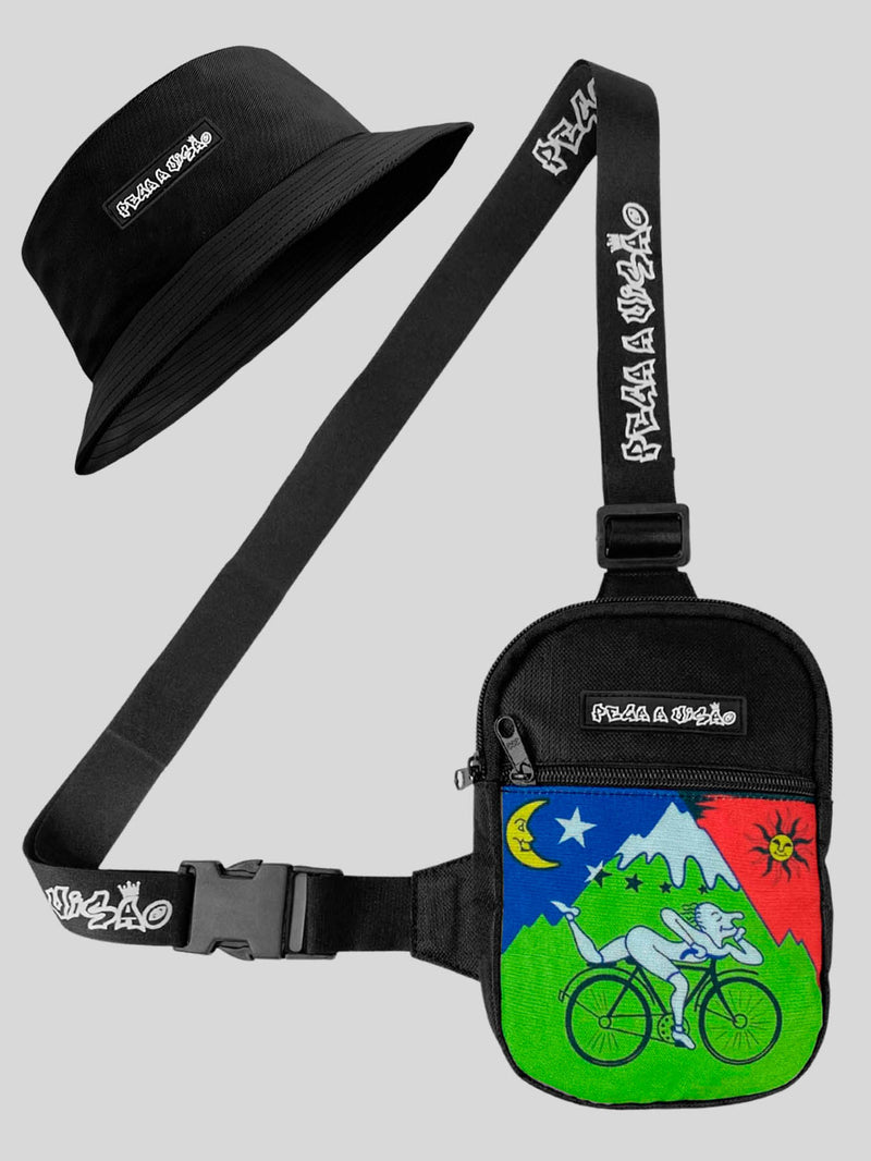 KIT Shoulder Bag Pega A Visão Bike  + Bucket Pega A Visão Preto