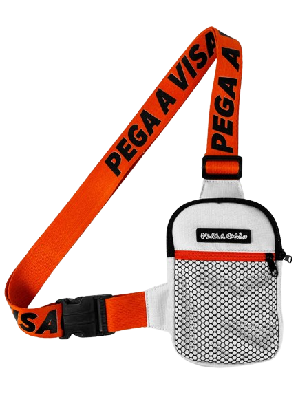 Shoulder Bag Pega A Visão Branca Alça Laranja