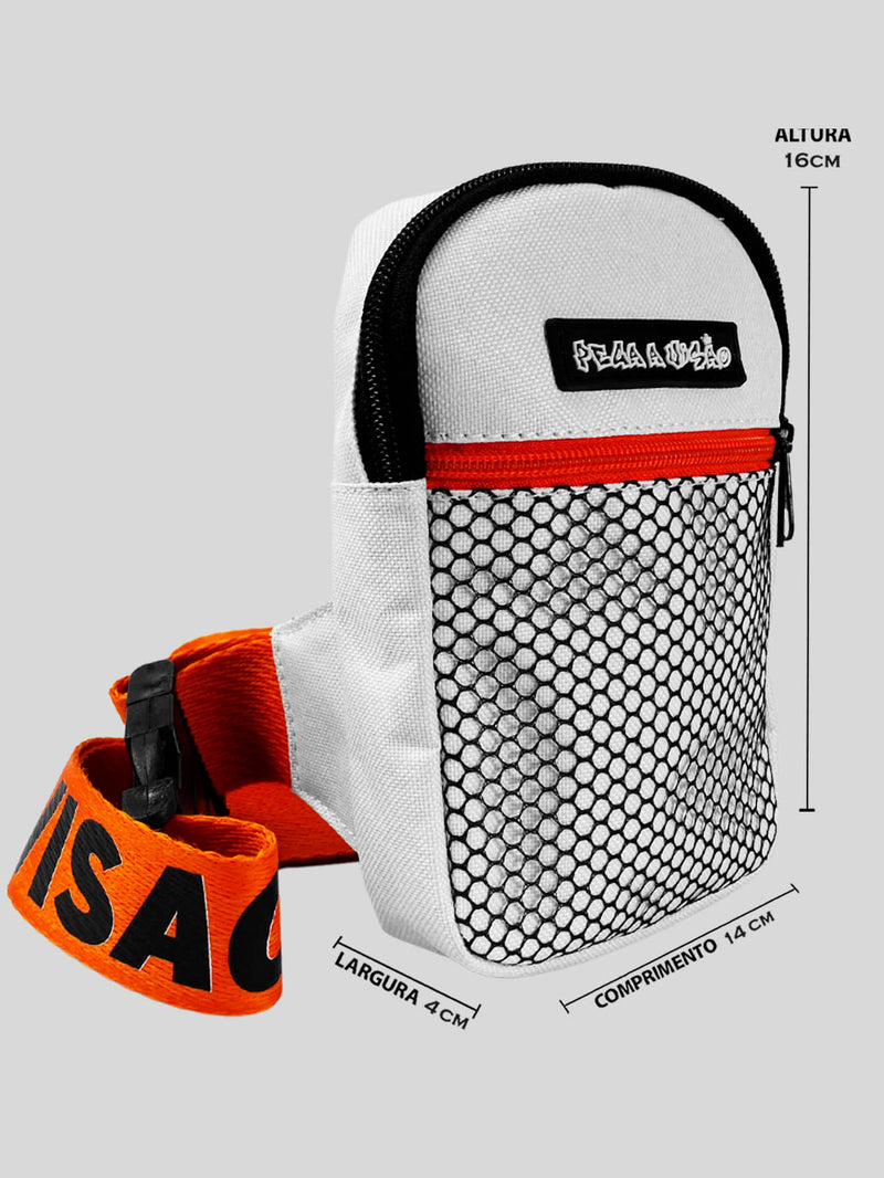 Shoulder Bag Pega A Visão Branca Alça Laranja