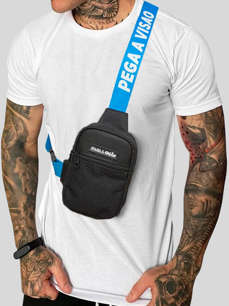 KIT Shoulder Bag Pega A Visão Preto Azul + Bucket Pega A Visão Branco