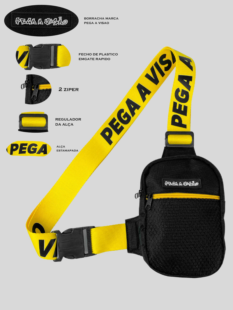 KIT Shoulder Bag Pega A Visão Amarelo  + Bucket Pega A Visão Preto