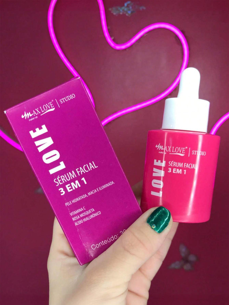 Sérum Facial 3 em 1 Vitamina C Rosa Mosqueta Ácido Hialurônico 30ml