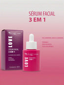 Sérum Facial 3 em 1 Vitamina C Rosa Mosqueta Ácido Hialurônico 30ml