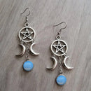 PAR DE BRINCOS CELTIC PENTAGRAMA LUA TRIPLA - 4 Modelos