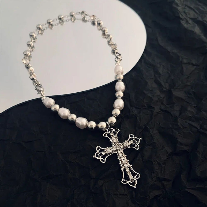 COLAR DE PÉROLA PEARL ZIRCON COM TERÇO CRISTÃ