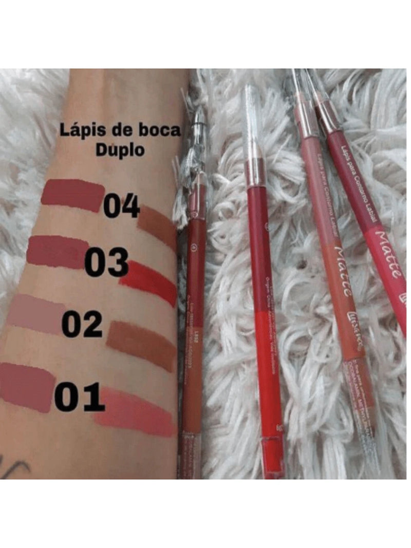 Kit 4x Lápis Duplo para Contorno Labiel Matte com Apontador Luisance