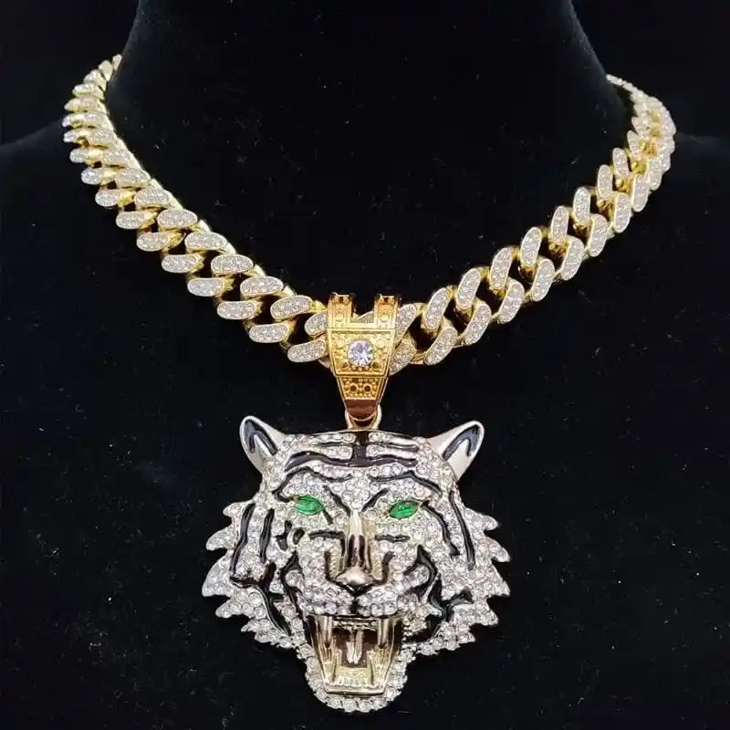 CÓLAR TIGER PEND BECK ICE CUBANO - Dourado;Prateado