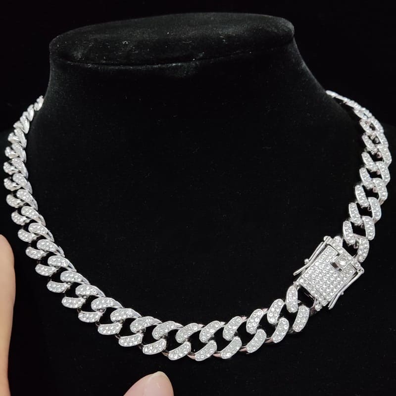 COLAR CORRENTE CUBANA MIAMI HIP HOP - Dourado e Prata