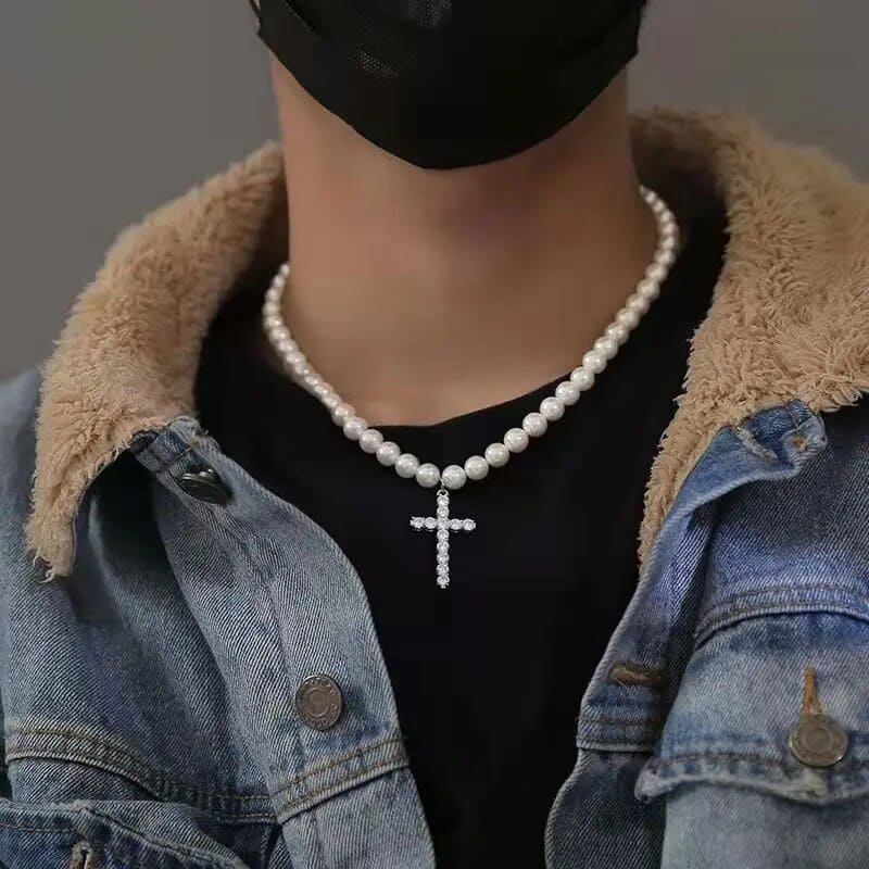 COLAR DE PÉROLA PEARL ZIRCON COM TERÇO CRISTÃ