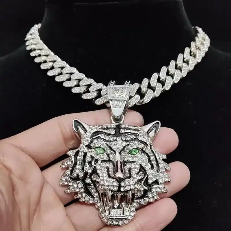 CÓLAR TIGER PEND BECK ICE CUBANO - Dourado;Prateado